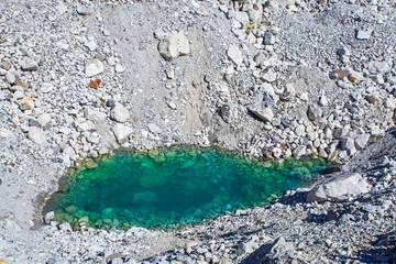 Crédence de cuisine en verre imprimé Cho Oyu Small Clear turquoise mountain lake in Himalayas , Nepal