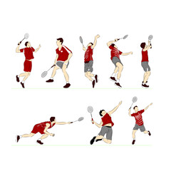 Badminton players in action collection.