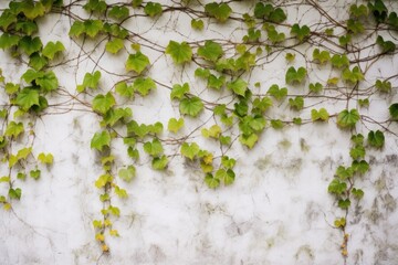 ivy creeping up a whitewashed indoor wall