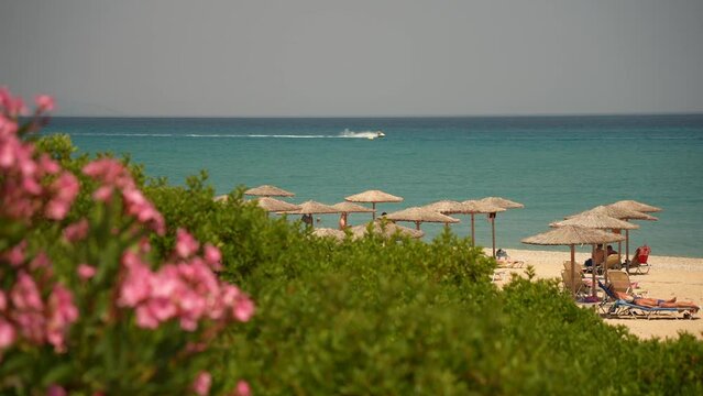 View of Paralia Skalas beach, Skala, Cephalonia, Ionian Islands, Greek Islands