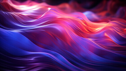 Obraz premium Chromatic Cascade: A Mesmeric 3D Symphony of Melted, Multicolored Chrome Foiled Liquid Waves in Abstract Elegance with Shining Hues 