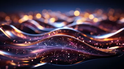 Foto op Plexiglas Futuristic Visions Unveiled: A 3D High-Tech Modern Technology Transforms Liquid Waves into Abstract Shapes with Radiant Shining Hues  © Talha