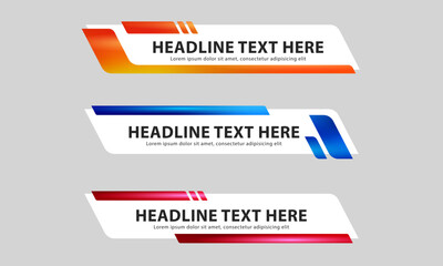 Fototapeta premium Lower third banner templates for Television, Video and Media Channels. Modern headline bar layout design vector