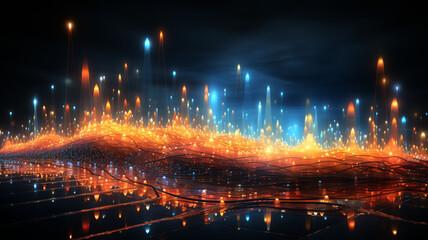 Rhythmic Data Currents: 3D Fluid Waves with Technology Particles and Data Elements, Weaving the Dynamic Tapestry of the High-Tech Frontier 