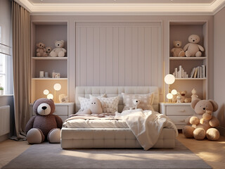 Timeless interior in a child's room with classic furniture. AI Generation.