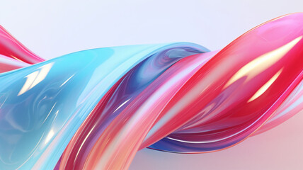 Fototapeta premium Luminous Liquid Aria: A Mesmerizing 3D Ballet of Melted, Multicolored Chrome Foiled Liquid Waves in Abstract Elegance with Shining Hues Against a Serene White Backdrop 