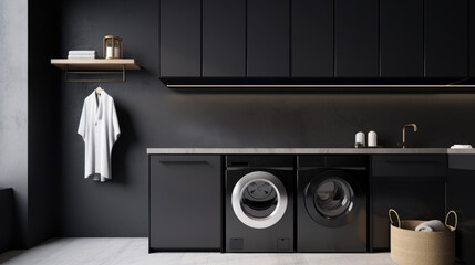 Neat and tidy laundry room design.