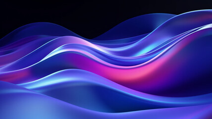 Obraz premium Midnight Elegance: A Hypnotic 3D Symphony of Melted, Multicolored Chrome Foiled Liquid Waves in Abstract Radiance with Shining Hues against a Black Backdrop 