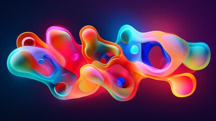 Naklejka premium A 3D Rendered Abstract Background Immersed in Multicolored Bubbles and Dynamic Wavy Patterns, Creating a Radiant Kaleidoscope of Motion and Artistry, Tailored Contemporary Design, Artistic Express