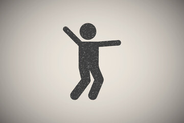 Boy, dance, enjoy, play icon vector illustration in stamp style