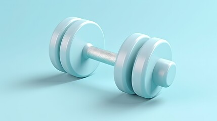 cartoon style Dumbbell isolated on pastel blue background. minimal fitness object. 3d rendering