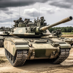 Modern tanks, modern weapons for war. War in the open.