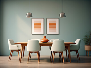 Simplicity defines this dining room, minimal furniture, elegant design. AI Generation.