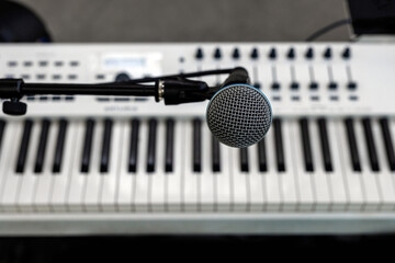 The microphone on stage before the artist performance