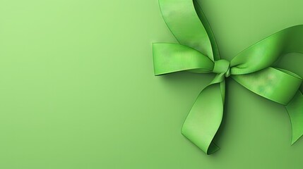 World Mental Health Day. Green ribbon on color background, top view with space for text