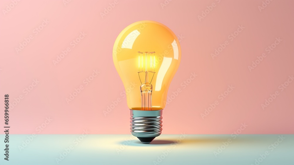 Poster 2021 creativity and inspiration ideas concepts with lightbulb on pastel color background.business so