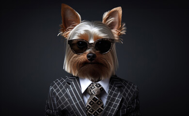 yorkshire terrier in suit