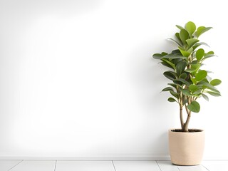houseplant in a white pot on a white wall