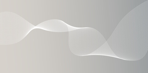 Abstract digital future technology concept white smooth lines background. Modern banner technology design. frequency sound wave, twisted curve lines grey, white background.