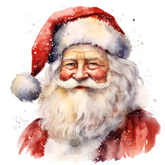 christmas decorations Realistic Santa in watercolor on a transparent background