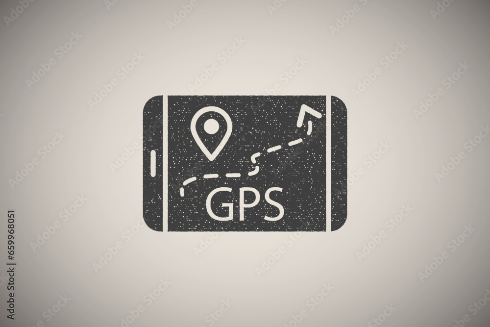 Canvas Prints Tablet GPS location icon vector illustration in stamp style