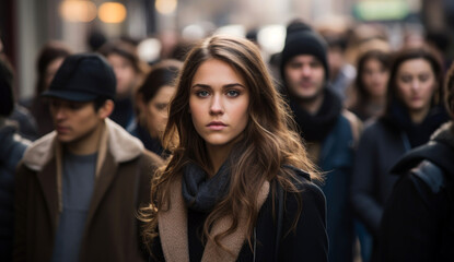 Obraz premium woman on the street among the crowd