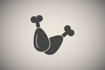 Chicken legs food diet icon vector illustration in stamp style