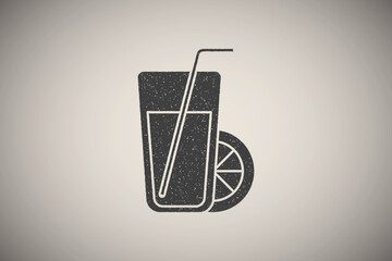 Juice lemon icon vector illustration in stamp style