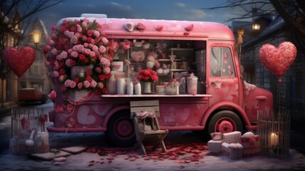 Valentine Gnomes truck for 14 february - valentine’s day