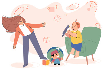 Game together. Family fun. Friendship time. Vector illustration. Engaging in game with others brings out sense of community and togetherness People playing games together create positive and uplifting