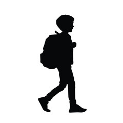 Silhouette Of Child Carrying A Bag Going To School