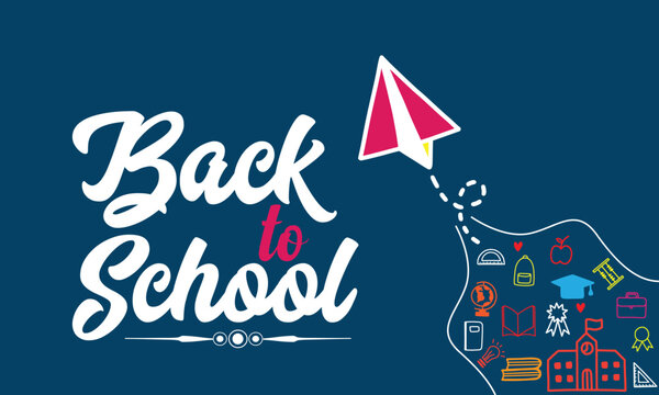 Banners of back to school elements in flat design