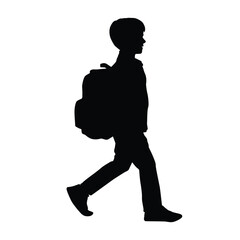 Silhouette Of Child Carrying A Bag Going To School