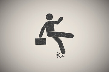 Fototapeta na wymiar Man, businessman, fall, foot icon vector illustration in stamp style