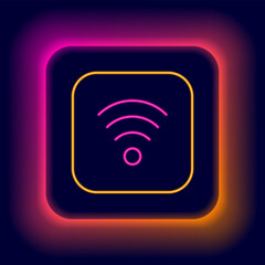 Glowing neon line Wi-Fi wireless internet network symbol icon isolated on black background. Colorful outline concept. Vector