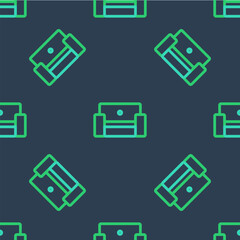 Line Armchair icon isolated seamless pattern on blue background. Vector