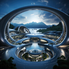  Space Tourism A luxury spaceport with futuristic 
