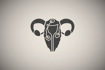 Naklejka premium Uterine fibroids, gynecology icon vector illustration in stamp style
