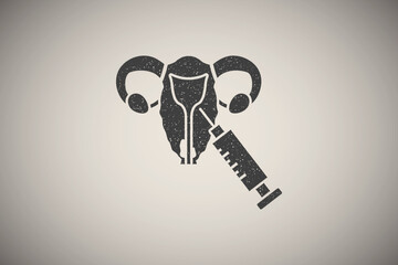 Injection, uterine icon vector illustration in stamp style