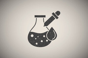 Pipette, blood, test icon vector illustration in stamp style
