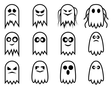 Set of ghost icons. Vector. Isolated on white.