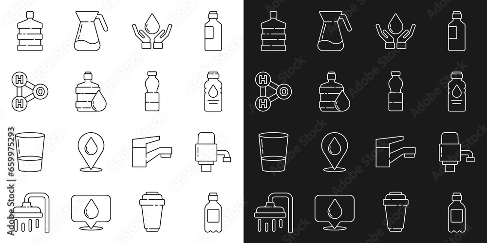 Sticker set line bottle of water, mechanical pump for, washing hands with soap, big bottle clean, chemical f