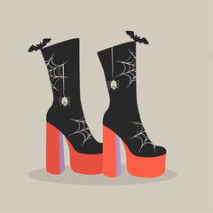 Illustration with Retro Boots and Love Pattern