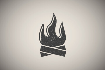 Light, fire icon vector illustration in stamp style