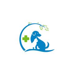 Black veterinary symbol with dog and cat Vector Image