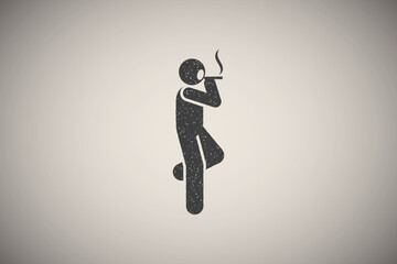 Fototapeta na wymiar Smoking, man, liver icon vector illustration in stamp style