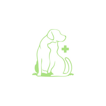 Black veterinary symbol with dog and cat Vector Image