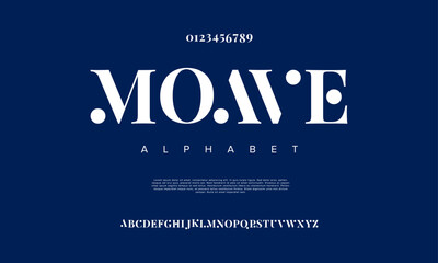 Moave creative modern urban alphabet font. Digital abstract moslem, futuristic, fashion, sport, minimal technology typography. Simple numeric vector illustration