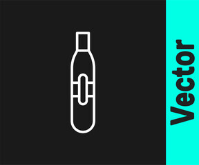 White line Electronic cigarette icon isolated on black background. Vape smoking tool. Vaporizer Device. Vector