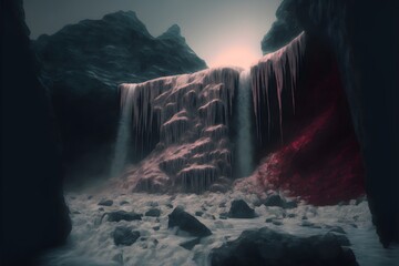 a frozen waterfall ultra detailed hard light 8k ultra realism cinematicepic  - obrazy, fototapety, plakaty